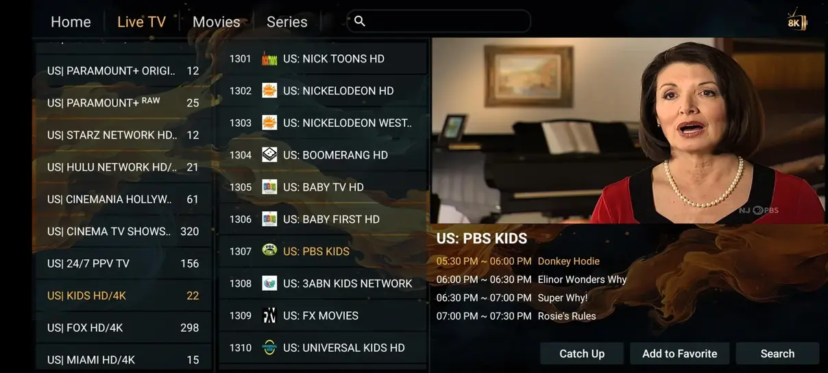Aperçu de l’interface IPTV